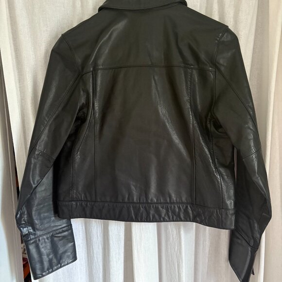 90's Vintage Banana Republic Black Leather Jacket Perfect Condition - Small - Picture 2 of 8